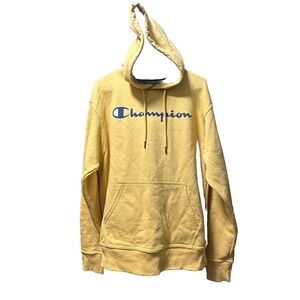 Champion Hoodie‎ Pullover Sweatshirt Classic Logo Graphic Comfy Yellow M